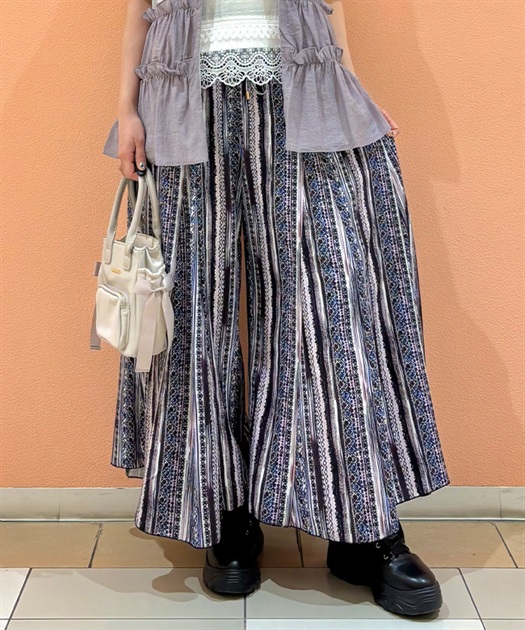 フレア切替パンツ(ワイン-F)