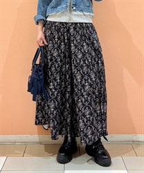 総柄ティアードパンツ(黒-F)