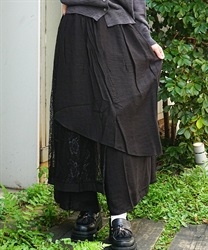 アシメレース重ねパンツ(黒-F)
