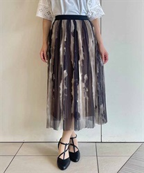 総柄チュールプリーツスカート
