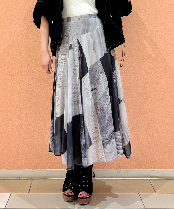 総柄アシメ切替フレアスカート | purple label | axes femme 公式