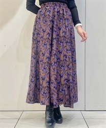花柄フレアスカート【WEB限定価格】(茶-F)