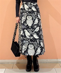 野鳥柄ゴブランスカート(グレー-F)