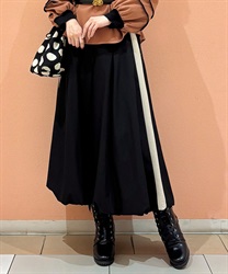 サイド配色バルーンスカート【期間限定価格】(黒-F)