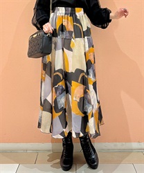 総柄フレアスカート【期間限定価格】(イエロー-F)