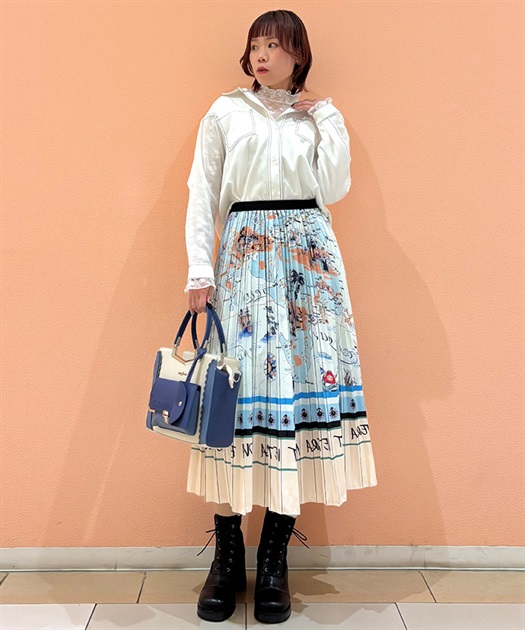 パネル柄プリーツスカート