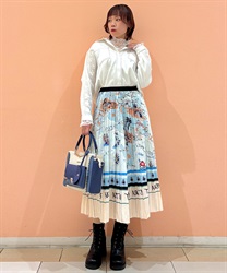 パネル柄プリーツスカート