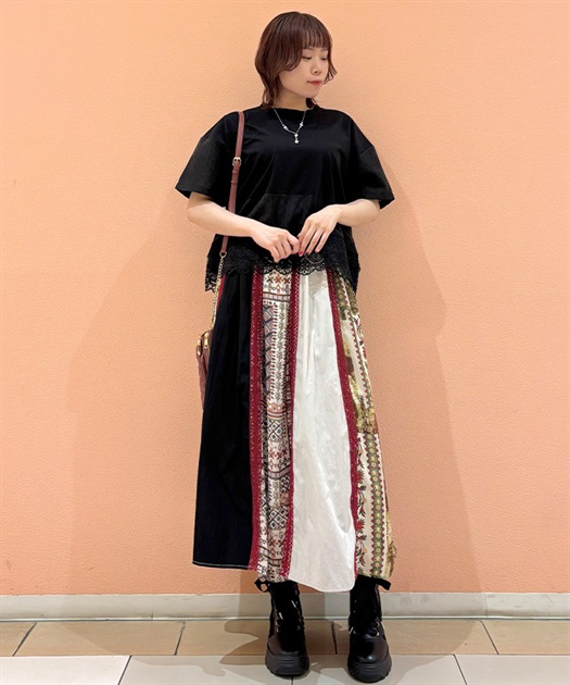 レース使いパッチワークスカート