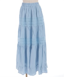 レース使いフレアスカート(ブルー-F)