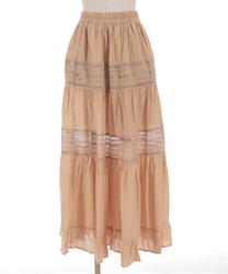 レース使いフレアスカート(オレンジ-F)