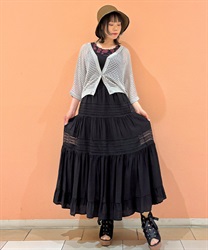 レース使いフレアスカート(黒-F)