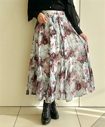 転写花柄フレアスカート | outlet | axes femme online shop 転写花柄フレアスカート | outlet | axes femme online shop