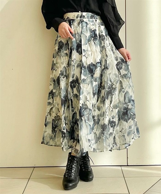 転写花柄フレアスカート | outlet | axes femme online shop 転写花柄フレアスカート | outlet | axes femme online shop