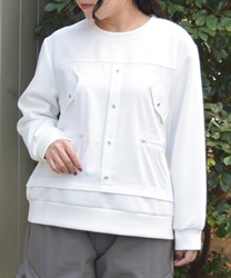 異素材デザインプルオーバー【期間限定価格】(白-F)