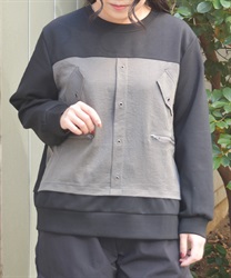 異素材デザインプルオーバー【期間限定価格】(黒-F)