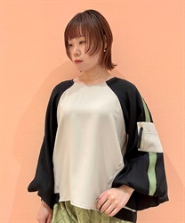 バルーン袖配色プルオーバー【期間限定価格】(生成り-F)