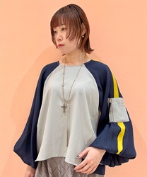 バルーン袖配色プルオーバー【期間限定価格】(グレー-F)