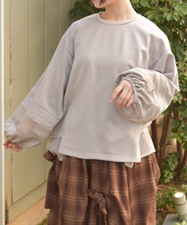 ダンボールカットシア切替プルオーバー(グレー-F)