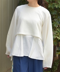 異素材レイヤードプルオーバー(生成り-F)