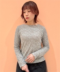 ジャカード長袖トップス(グレー-F)