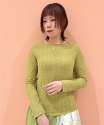 ジャカード長袖トップス(イエローグリーン-F)