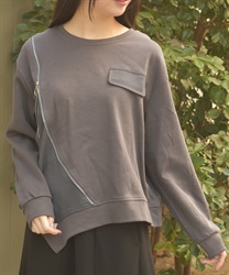 変形ジッププルオーバー(グレー-F)