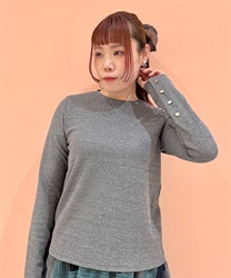 ラメカット長袖Ｔシャツ(グレー-F)