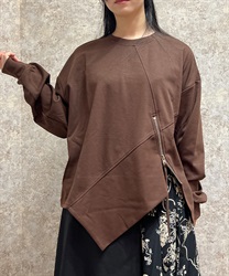 ジップデザインプルオーバー(茶-F)