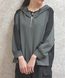 異素材配色パーカー【WEB先行販売】(チャコール-F)