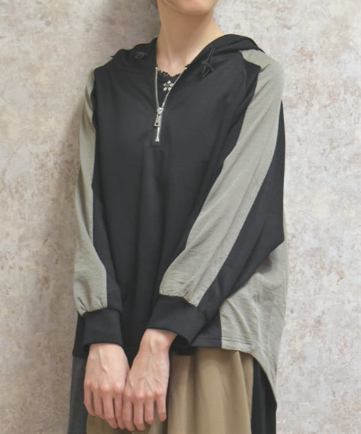 異素材配色パーカー【WEB先行販売】