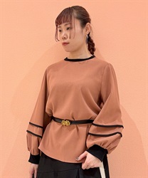 配色パイピングデザインプルオーバー【期間限定価格】(オレンジ-F)