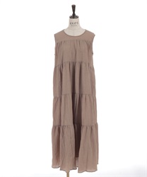 ジャカードティアードワンピース(ベージュ-F)