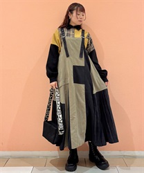 ブロッキングジャンスカ(ベージュ-F)