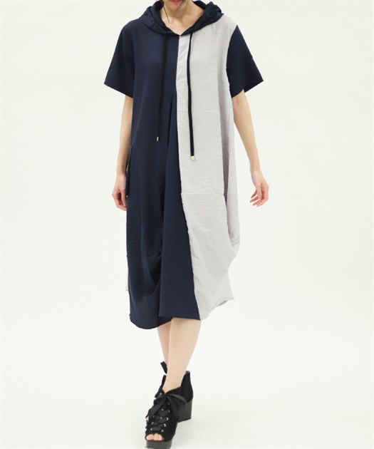 異素材アシメパーカーワンピース | レディース服・レディース 異素材アシメパーカーワンピース | レディース服・レディース