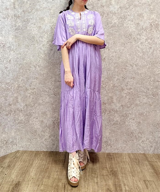 刺繍スキッパーマキシワンピース | purple label | axes femme 刺繍スキッパーマキシワンピース | purple label | axes femme