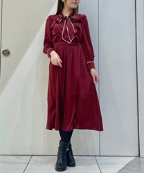 配色パイピングボウタイワンピース | outlet | axes femme online shop 配色パイピングボウタイワンピース | outlet | axes femme online shop