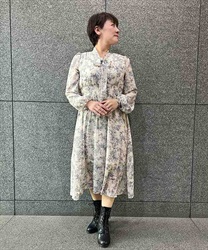ボウタイシャーリング花柄ワンピース(生成り-F)