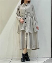 レースフリル重ねシャツワンピース