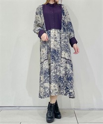 配色デザインワンピース(パープル-F)