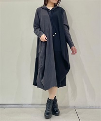 異素材アシメパーカーワンピース(チャコール-F)