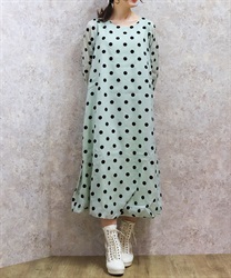 フロッキードットワンピース【2点10%OFF対象商品】(ミント-F)