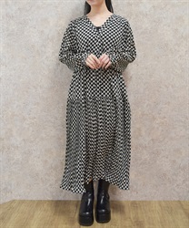 幾何学ドロストワンピース【2点10%OFF対象商品】(白-F)