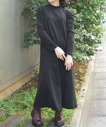 起毛カットタックスリーブワンピース(黒-F)