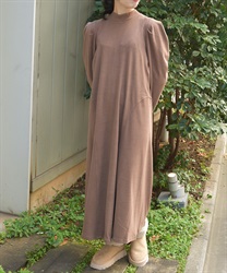 起毛カットタックスリーブワンピース(モカ-F)