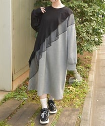 アシメフリルバイカラーワンピース【期間限定価格】