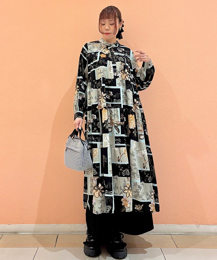 ミナペルホネンdiamondスノーダイアモンド　ティアードワンピース総柄 総柄ティアードワンピース | purple label | axes femme 公式