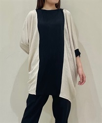 異素材切替ドルマンチュニック(黒-F)