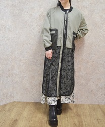 メッシュ重ねデザインブルゾン【2点10%OFF対象商品】(グレー-F)