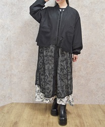 メッシュ重ねデザインブルゾン【2点10%OFF対象商品】(黒-F)