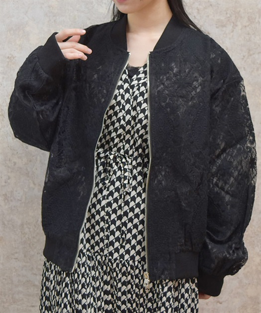 オーガンジー刺繍ブルゾン | レディース服・レディース オーガンジー刺繍ブルゾン | レディース服・レディース